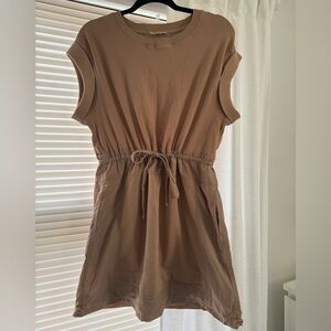 Tan Mini Drawstring Dress